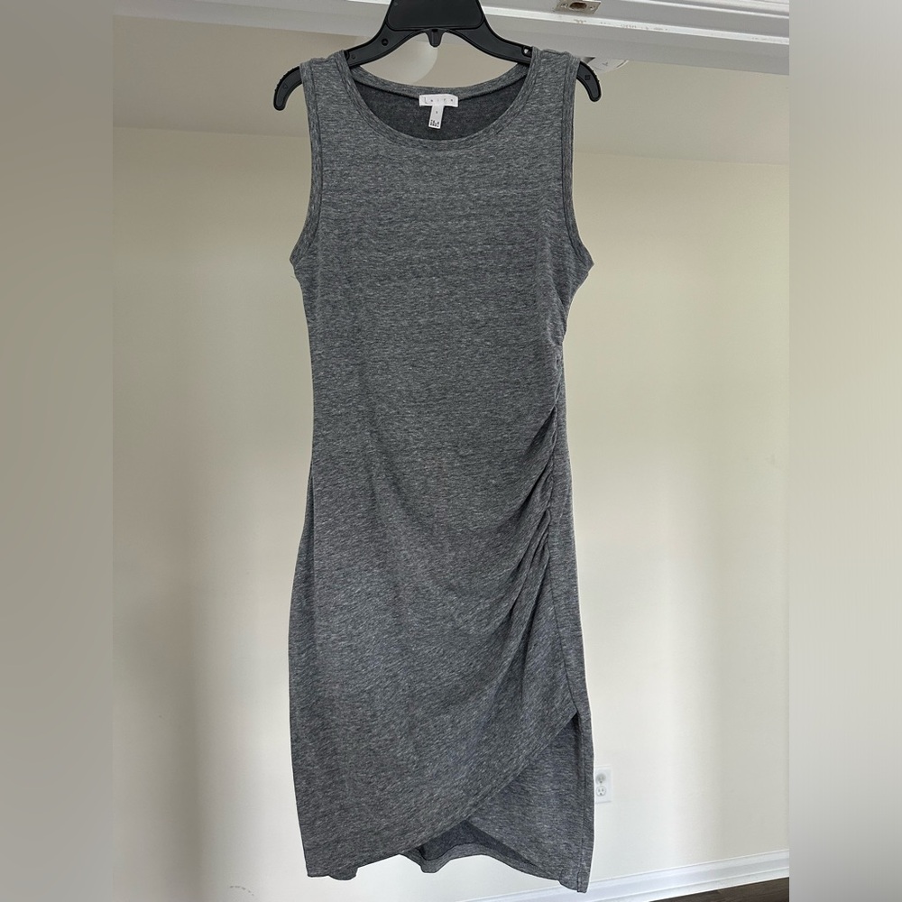 Leith Knit Ruched Bodycon Tank Dress - Size Small - Grey